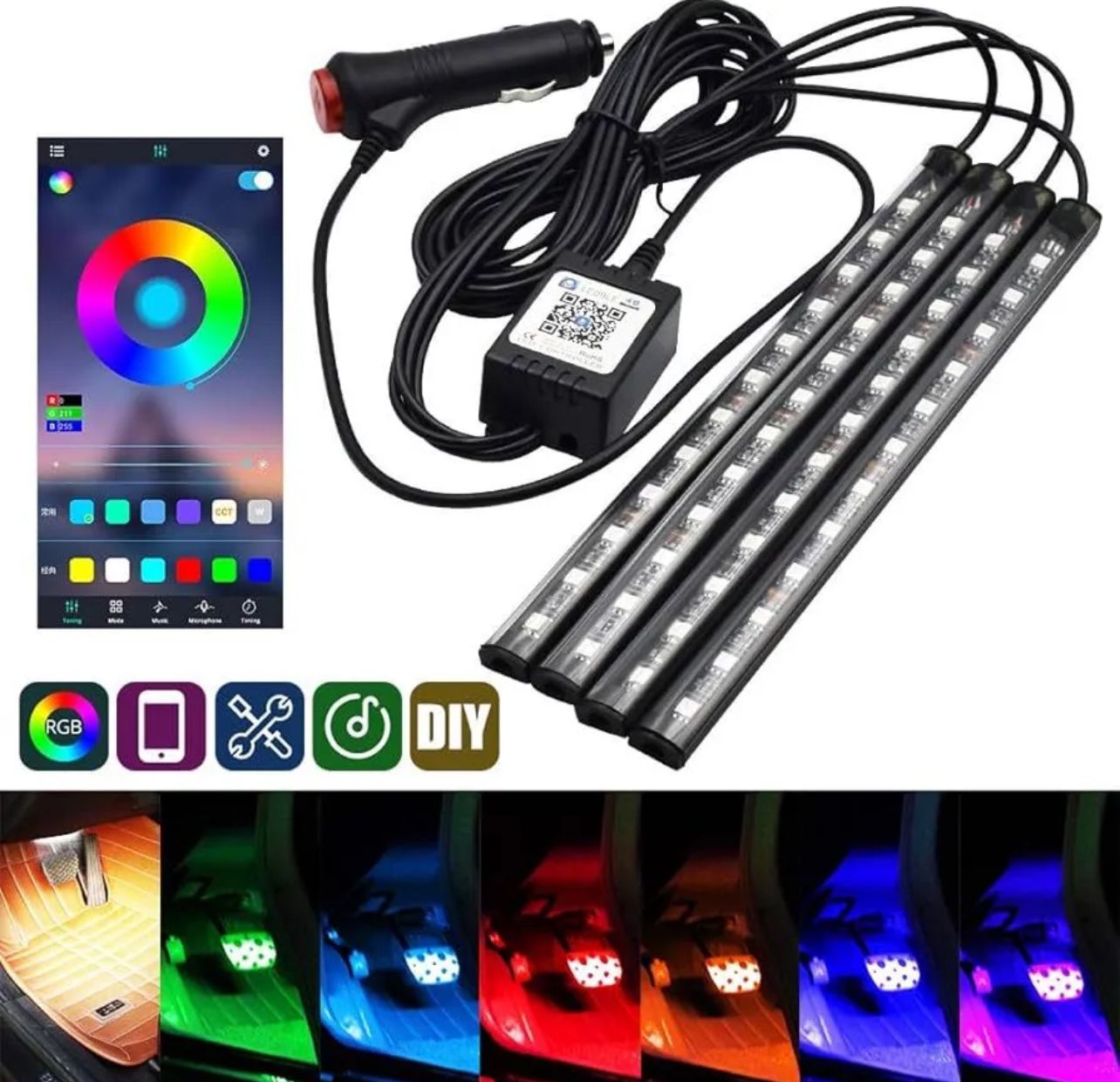 LED Car Interior Atmosphere Lights