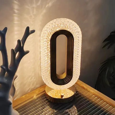 Crystal Oval Table Lamp