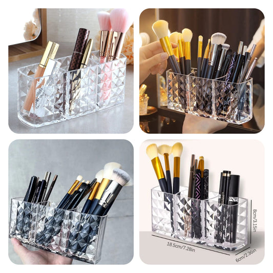 Acrylic Cosmetic Brush Holder - 3 part