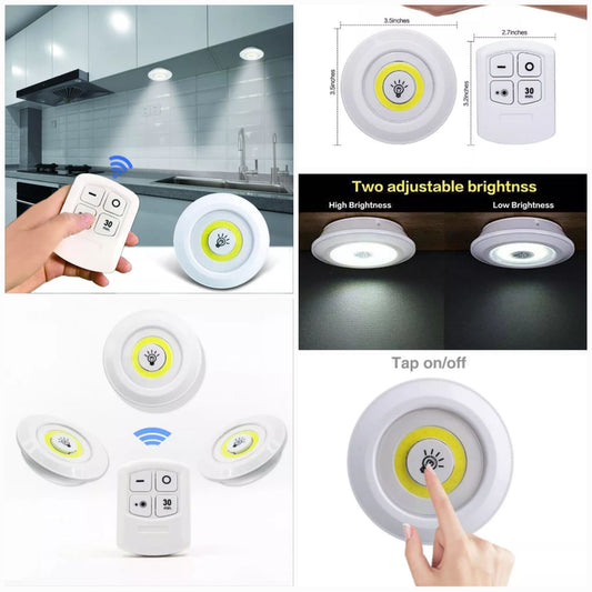 Remote Control LED Puck Lights - (Pack of 3 Lights)