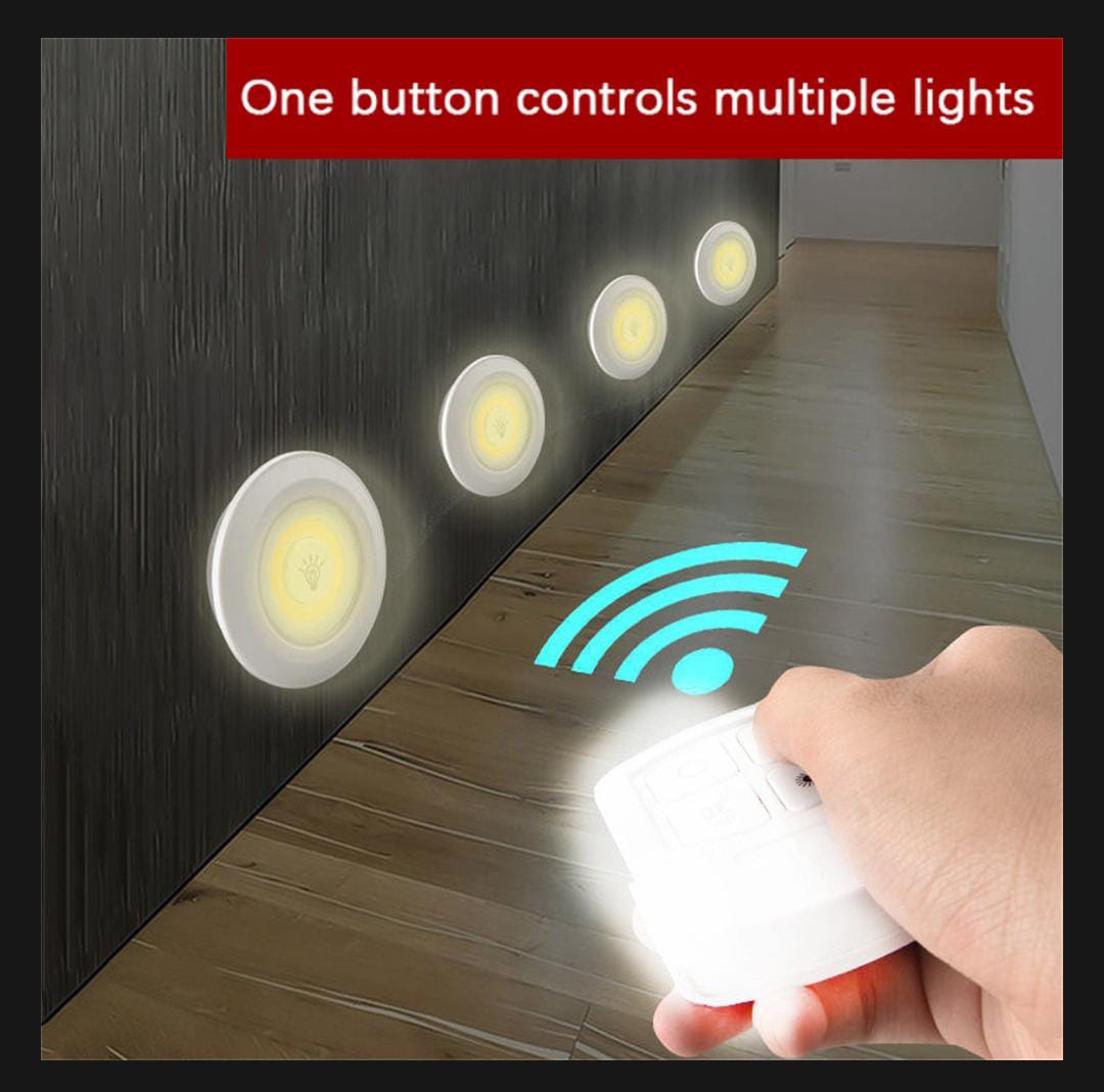 Remote Control LED Puck Lights - (Pack of 3 Lights)