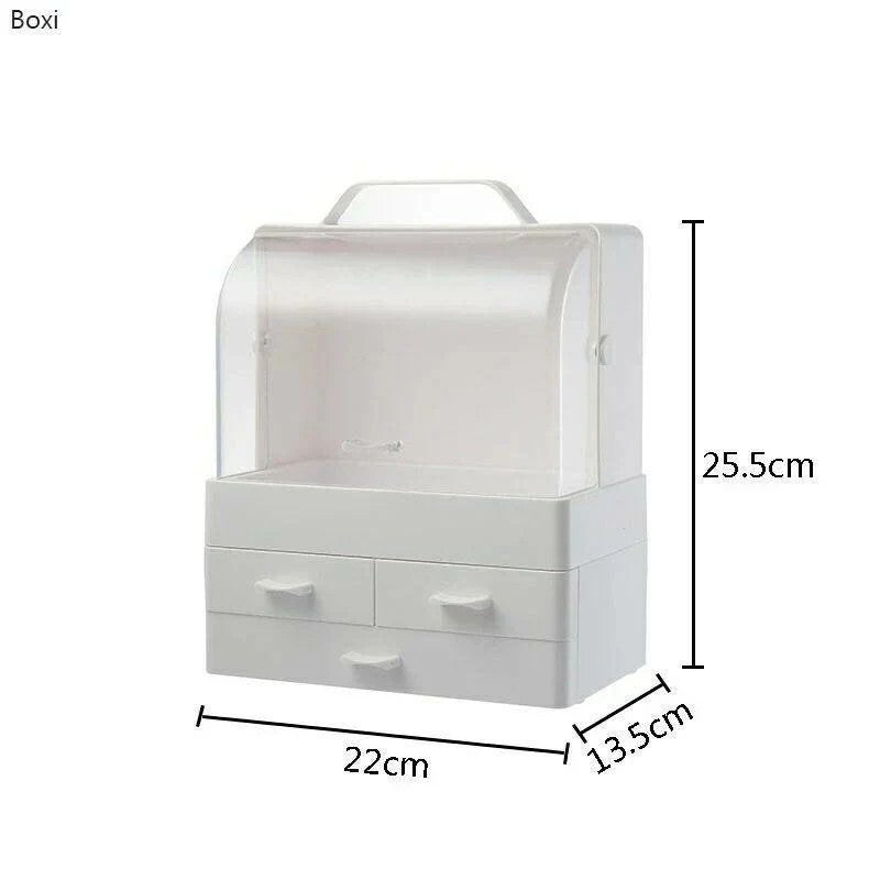 Portable Cosmetic Organizer with Handle and Drawers