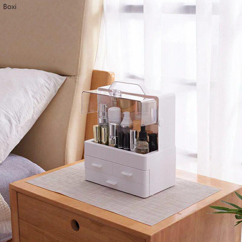 Portable Cosmetic Organizer with Handle and Drawers